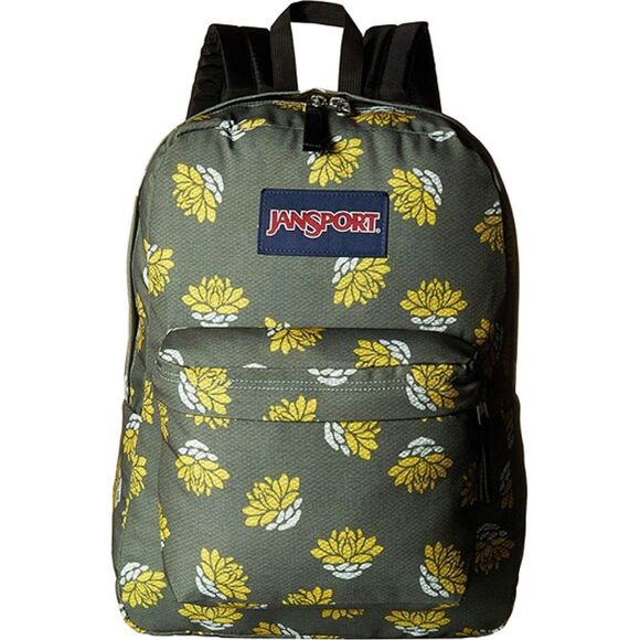 JanSport SuperBreak Muted Green & Yellow Lilly Flower Floral Print Backpack … - Picture 1 of 6
